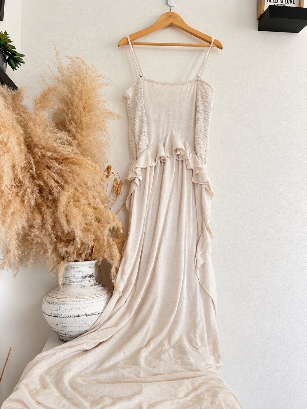 Free People Free-est Myra Ruffle Maxi Dress Tofu Cream L